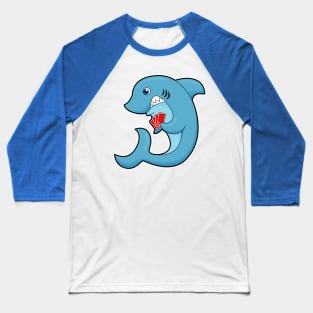 Shark at Poker with Poker cards Baseball T-Shirt